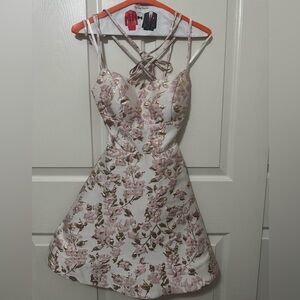 B Darlin Pink and Gold Floral Mini Dress